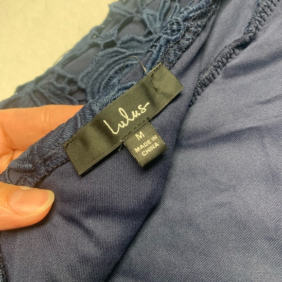 Lulus Navy Blue Open Back Dress all over lace - size Medium NWT - Picture 5 of 7